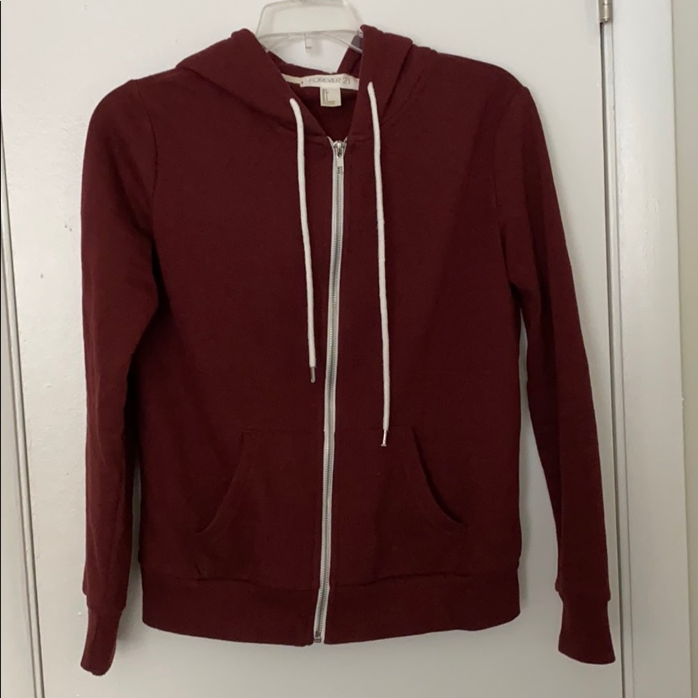 forever 21 burgundy zip up jacket